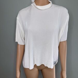 St. John  by Marie Gray short sleeve top blouse Sz M oversized beige off white